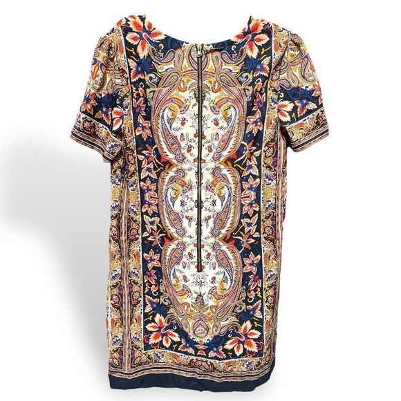 Oasis V Neck Paisley Print Colorful Floral Shift Dress - Picture 2 of 9